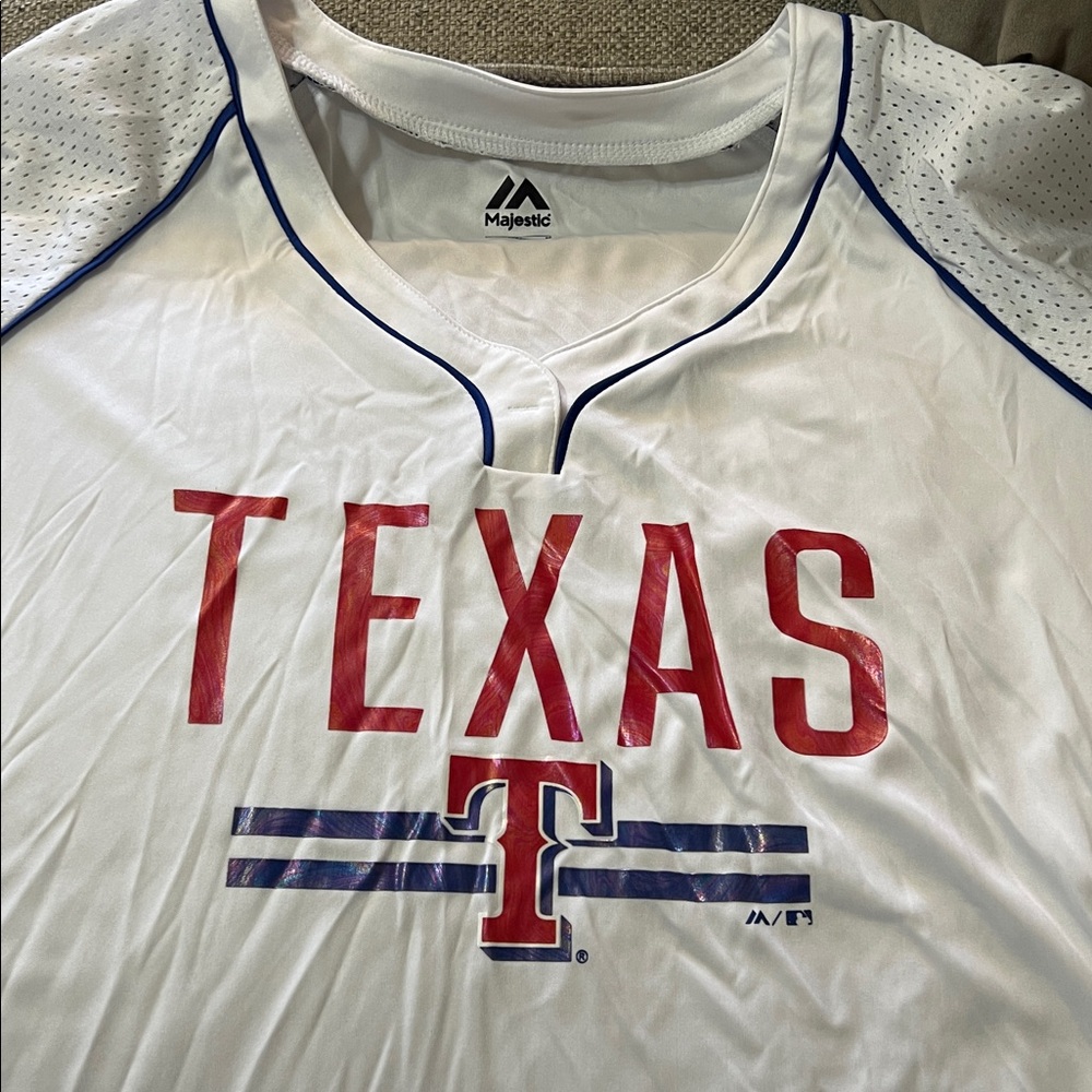 Majestic Texas Red and Blue Sports Jersey